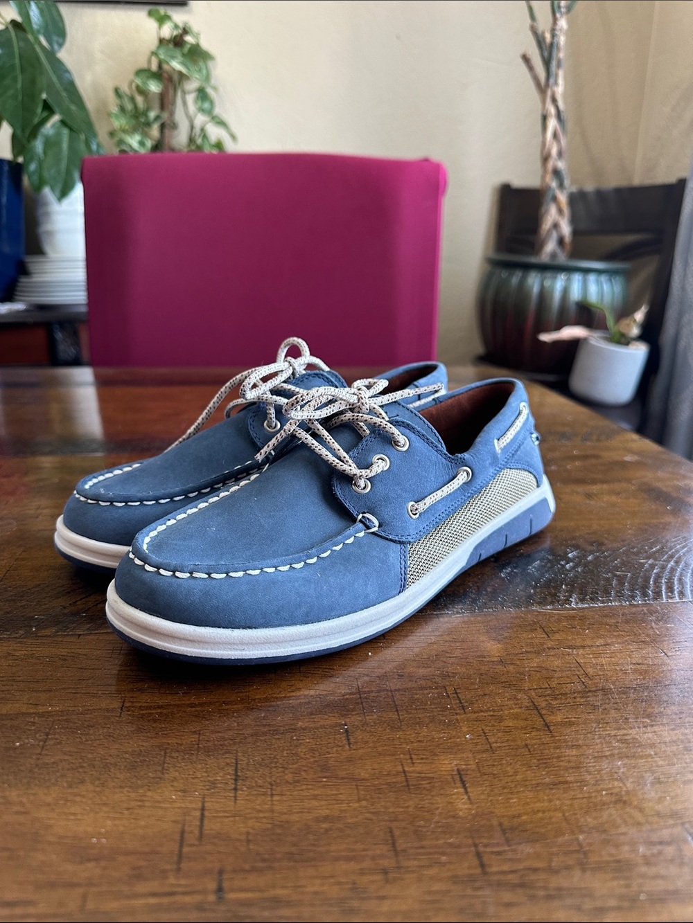 Kids Blue Moccasin-Style Boat Shoes